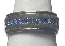 Load image into Gallery viewer, Stainless Steel -Silver with blue sparkle size 6, 7, 8, 9, 10, 11, 13, 14 RW204
