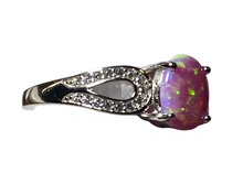 Load image into Gallery viewer, Sterling Silver - Pink opal - man made  ring. Sizes 4, 5, 6, 7, 8, 9, 10. SS261
