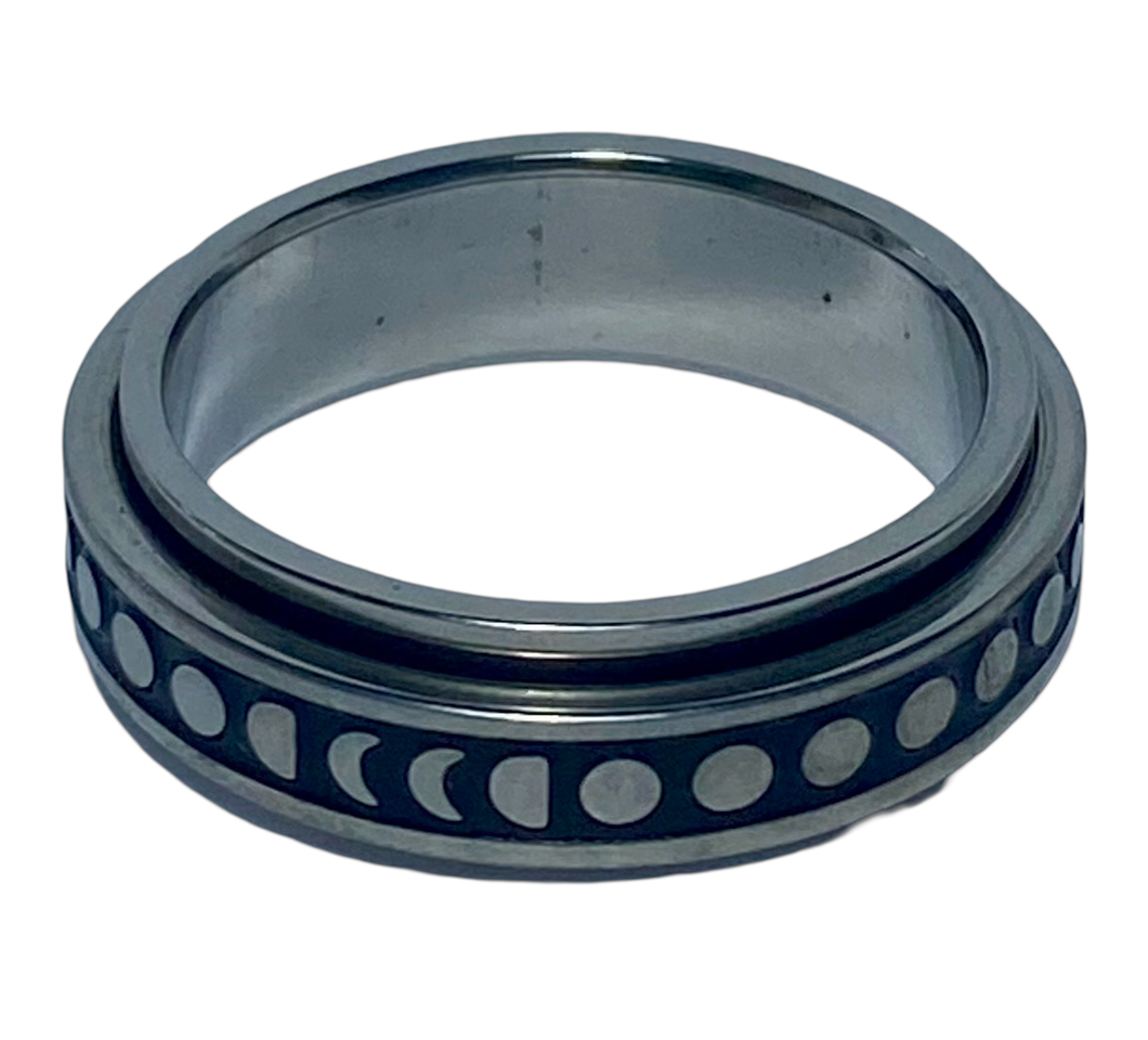 Fidget ring - Silver Moons ring. Sizes 6, 7, 8, 9, 10, 11. FR140