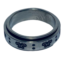 Load image into Gallery viewer, Fidget ring - Silver butterfly ring. Sizes 5, 6, 8, 9, 10, 11. FR138
