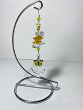 Load image into Gallery viewer, Butterfly crystal with citrine hanging on a stand SH2
