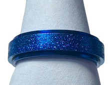 Load image into Gallery viewer, Fidget ring - Blue glitter spinner. Sizes 5, 6, 7, 8, 9, 10, 11, 12. FR125
