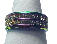 Load image into Gallery viewer, Stainless Steel - Rainbow sparkle ring.  Sizes  5, 6, 8, 9, 10, 11, 12, 14  RW235
