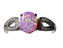 Load image into Gallery viewer, Sterling Silver - Pink opal - man made  ring. Sizes 4, 5, 6, 7, 8, 9, 10. SS261
