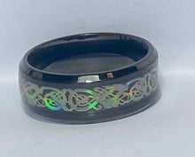 Load image into Gallery viewer, Stainless Steel - Black with iridescence ring.  Sizes  5, 6, 7, 8, 9, 10, 11, 12, 13, 14. RW238
