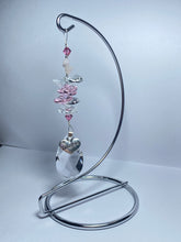 Load image into Gallery viewer, Daughter rose quartz gemstone suncatcher on a medium stand  SH122
