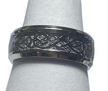 Load image into Gallery viewer, Stainless Steel - Silver with silver pattern ring.  Sizes  5, 6, 7, 9, 10, 11, 12, 13. RW244
