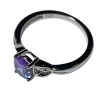 Load image into Gallery viewer, Sterling Silver - Purple cubic zirconia ring. Sizes 4, 5, 6, 7, 8, 10. SS260
