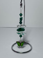 Load image into Gallery viewer, Butterfly crystal with malachite hanging on a stand  SH3
