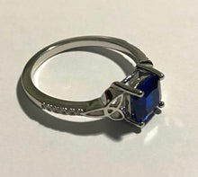 Load image into Gallery viewer, Sterling Silver - Blue cubic zirconia ring. Sizes 5, 6, 7, 8, 9. SS252
