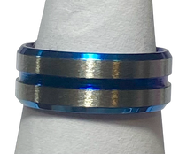 Load image into Gallery viewer, Stainless Steel - Blue &amp; silver ring.  Sizes 6, 7, 8, 9, 10, 11, 13  RW224
