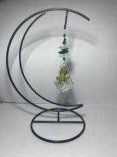Load image into Gallery viewer, Deluxe Frog crystal and malachite gemstone suncatcher on a Moon large stand SH172
