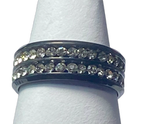 Load image into Gallery viewer, Stainless Steel - Black sparkle ring.  Sizes  5, 6, 8, 10, 11, 12, 14.  RW234
