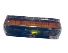 Load image into Gallery viewer, Stainless Steel - Silver ring with wood &amp; shell pattern.  Sizes 5, 6, 7, 8, 9, 10, 11, 12, 13, 14  RW222
