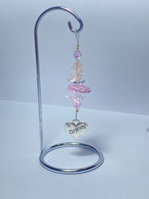 Load image into Gallery viewer, Granny rose quartz gemstone suncatcher on a small stand  SH137
