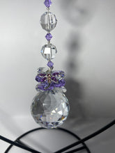 Load image into Gallery viewer, Deluxe Dragonfly crystal &amp; amethyst gemstone suncatcher with extra large stand SH79
