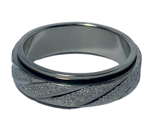 Load image into Gallery viewer, Fidget ring - Silver and silver glitter spinner. Sizes 6, 7, 8, 9, 10, 11, 12. FR117
