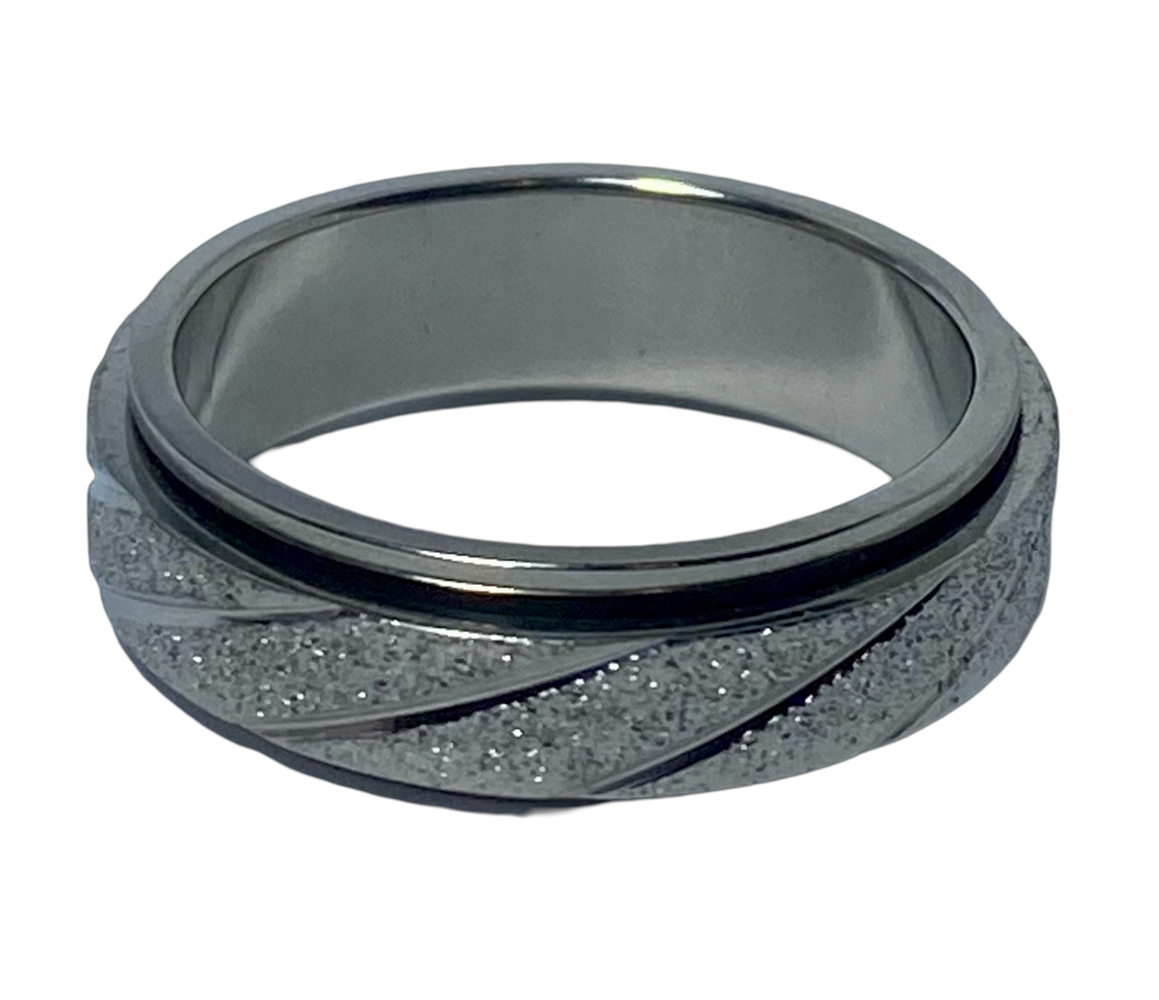 Fidget ring - Silver and silver glitter spinner. Sizes 6, 7, 8, 9, 10, 11, 12. FR117