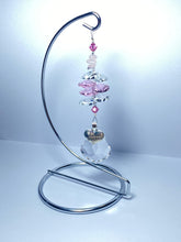 Load image into Gallery viewer, Grand Daughter rose quartz gemstone suncatcher on a medium stand  SH146
