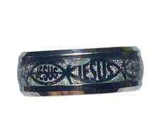 Load image into Gallery viewer, Stainless Steel - Silver with Jesus pattern ring.  Size 8. RW243
