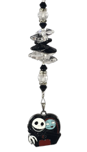 Load image into Gallery viewer, A Nightmare before Christmas - Jack and Sally Disney suncatcher, decorated with snowflake obsidian gemstone.
