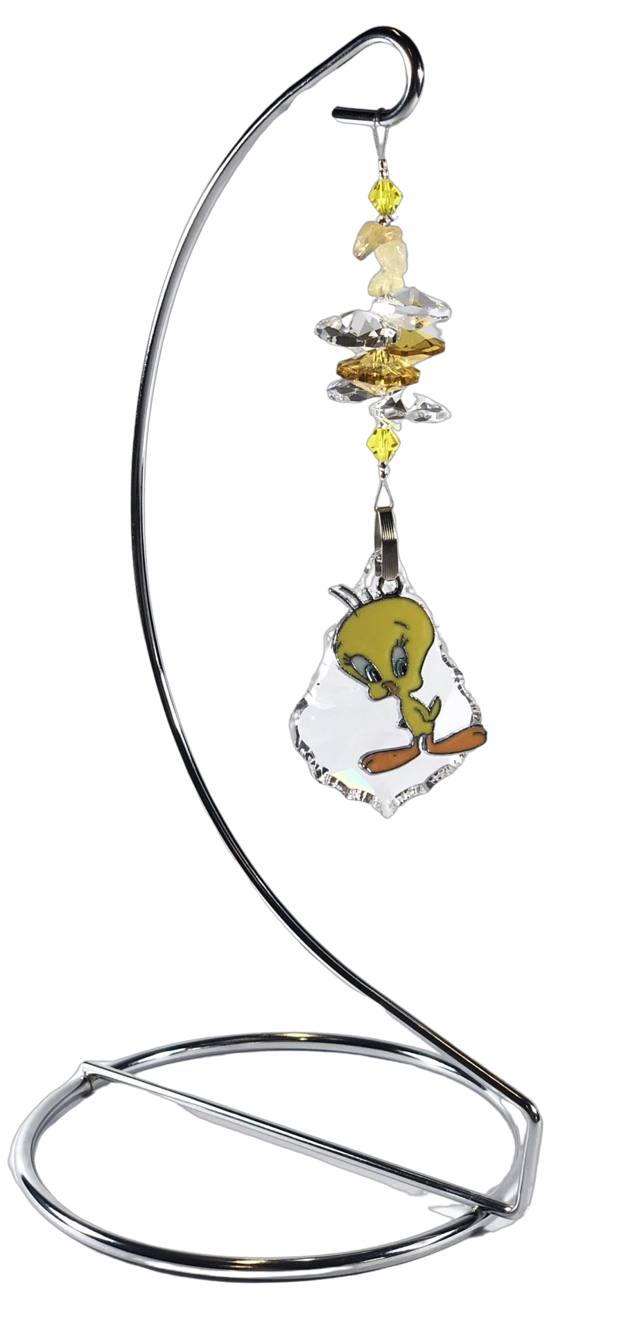 Tweety - Disney crystal suncatcher is decorated with citrine gemstones and come on this amazing stand.