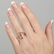 Load image into Gallery viewer, Rose Gold plated 2 tone Tree of life rings  sizes  4, 5, 6, 7, 8, 13, 14   (AS01)

