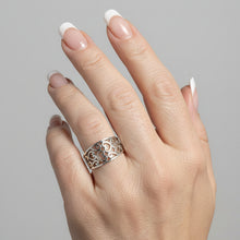 Load image into Gallery viewer, Sterling Silver hearts band ring available in sizes   6 (AS21)  Measures approx. 12mm
