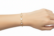 Load image into Gallery viewer, Gold 3 Heart Rhinestone Adjustable Bracelet BR13
