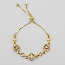 Load image into Gallery viewer, Gold Wheel Rhinestone Adjustable Bracelet BR11
