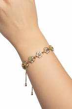 Load image into Gallery viewer, Gold &amp; Clear Rhinestone Adjustable Bracelet BR04
