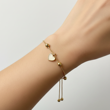 Load image into Gallery viewer, Gold Single Heart Adjustable Bracelet BR21
