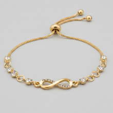 Load image into Gallery viewer, Gold Infinity Rhinestone Adjustable Bracelet BR10
