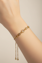 Load image into Gallery viewer, Gold V Rhinestone Adjustable Bracelet BR12
