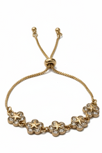 Load image into Gallery viewer, Gold &amp; Clear Rhinestone Adjustable Bracelet BR04
