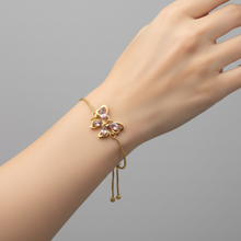 Load image into Gallery viewer, Gold Butterfly Rhinestone Adjustable Bracelet BR15
