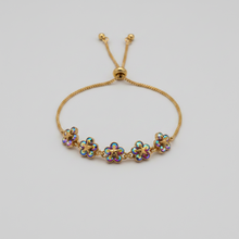 Load image into Gallery viewer, Gold &amp; Pink Rhinestone Adjustable Bracelet BR03
