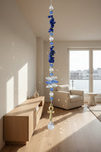 Load image into Gallery viewer, Ankh Crystal Suncatcher decorated with Rose Quartz gemstones CH17
