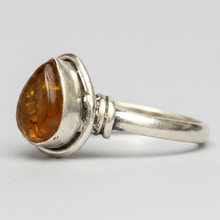 Load image into Gallery viewer, Amber Sterling Silver ring size  5, 6, 10, 11, 12, 13    BR055
