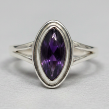 Load image into Gallery viewer, Amethyst Sterling Silver ring size 3, 4, 5, 6, 7, 8, 9, 10, 12, 13   BR037
