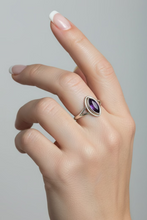Load image into Gallery viewer, Amethyst Sterling Silver ring size 3, 4, 5, 6, 7, 8, 9, 10, 12, 13   BR037
