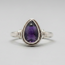 Load image into Gallery viewer, Amethyst Sterling silver ring sizes 5, 7, 9, 13, 14 (BR009)
