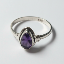 Load image into Gallery viewer, Amethyst Sterling silver ring sizes 5, 7, 9, 13, 14 (BR009)
