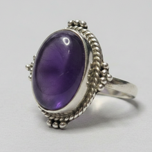 Load image into Gallery viewer, Amethyst Sterling silver ring sizes 6, 7, 8, 9, 11, 12, 13, 14 (BR016)
