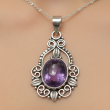 Load image into Gallery viewer, Amethyst sterling silver pendant PN95
