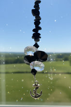 Load image into Gallery viewer, Anchor Suncatcher decorated with snowflake obsidian gemstones CH329
