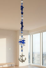 Load image into Gallery viewer, Anchor Crystal Suncatcher decorated with lapis lazuli gemstones CH138
