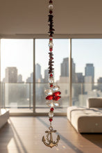 Load image into Gallery viewer, Anchor Crystal Suncatcher decorated with lapis lazuli gemstones CH138
