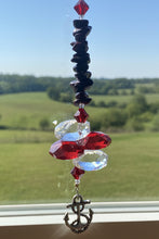 Load image into Gallery viewer, Anchor Suncatcher decorated with snowflake obsidian gemstones CH329
