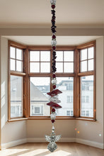 Load image into Gallery viewer, Angel Crystal Suncatcher decorated with garnet gemstones CH15

